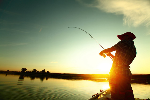 Man boat fishing rod pole free wallpaper for desktop - medium preview image