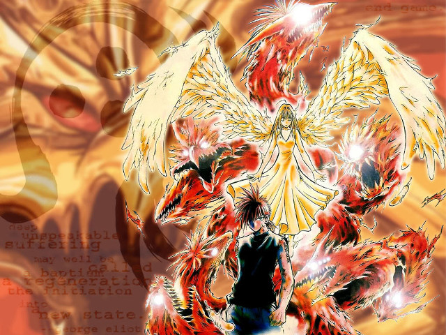 Demon winged face red yellow free wallpaper - medium preview image