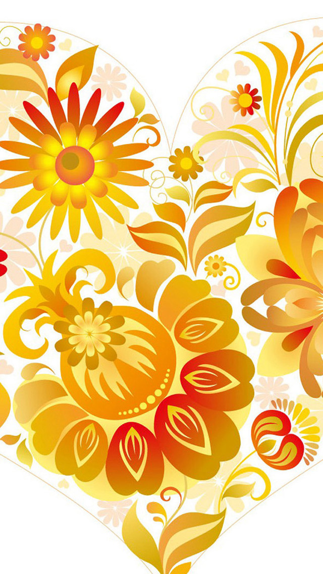 Heart floral arrangement colorful illustration free wallpaper - medium preview image