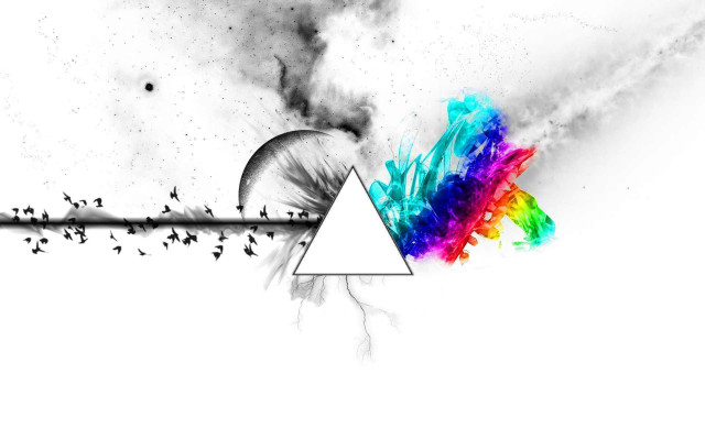Triangle rainbow substance birds flying free wallpaper - medium preview image