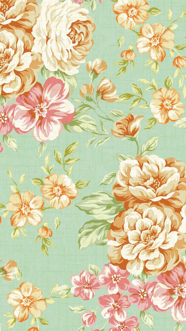 Flower pattern colorful green lightblue free wallpaper - medium preview image