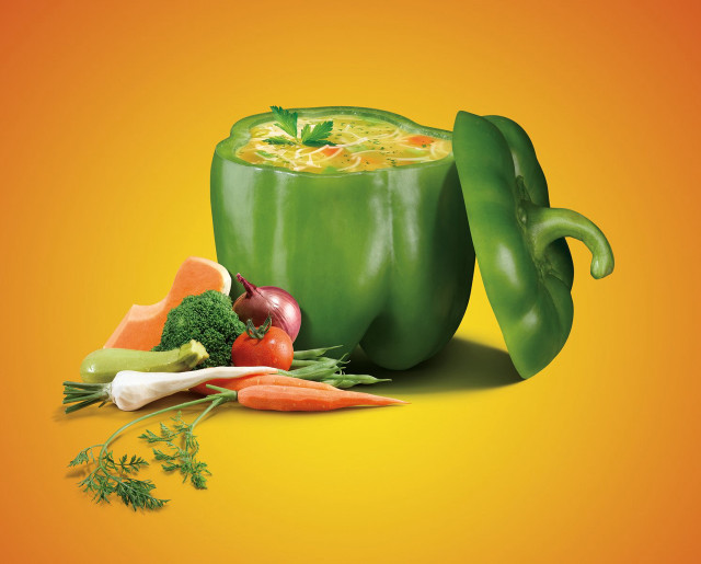 Green pepper soup vegetables yellow free wallpaper - medium preview image