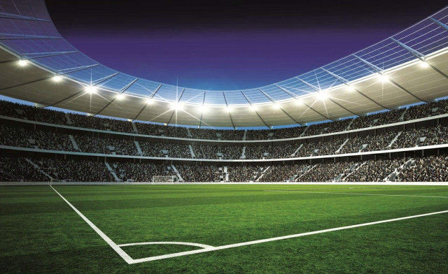 Soccer stadium green field blue free wallpaper - medium preview image