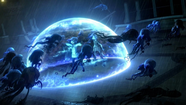 People giant blue jellyfish dark free wallpaper for desktop - medium preview image
