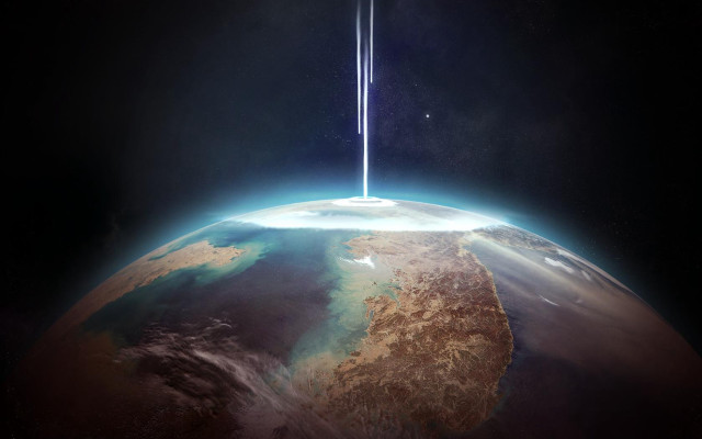 Space station beam earth horizon free wallpaper - medium preview image