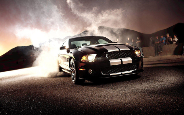 Mustang smoking night people watching free wallpaper - medium preview image