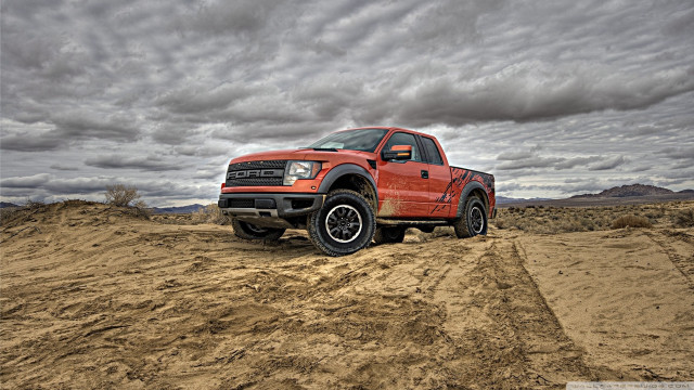 Red truck desert dirt road free wallpaper - medium preview image