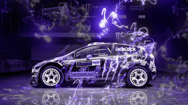 Graffiti car garage purple lights free wallpaper - medium preview image