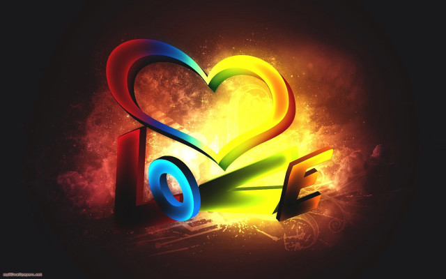 Colorful heart design black background free wallpaper - medium preview image