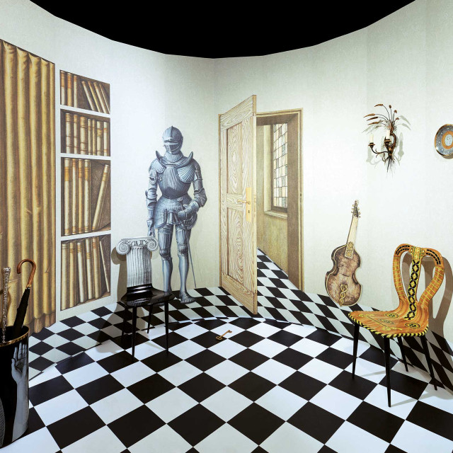 Checkered floor robot guitar mural free wallpaper - medium preview image