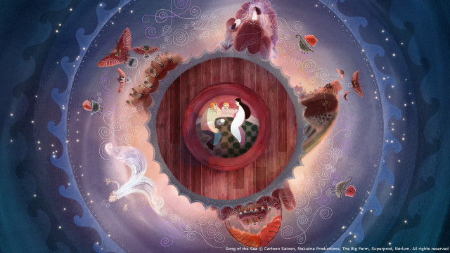 Couple bench animals birds circular free wallpaper - medium preview image