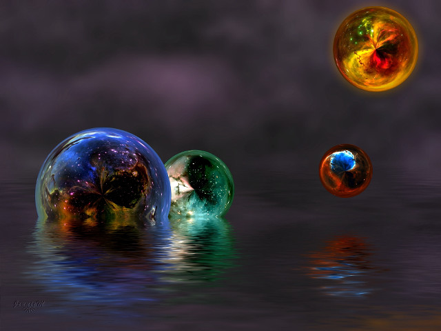 Floating balls water dark background free wallpaper - medium preview image