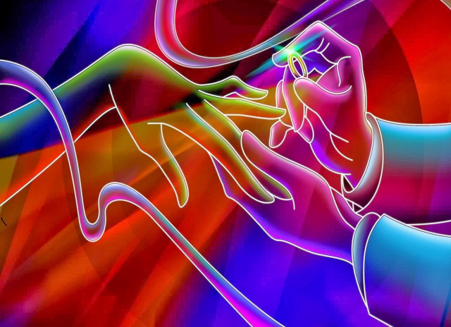 Colorful abstract painting woman hand free wallpaper - medium preview image