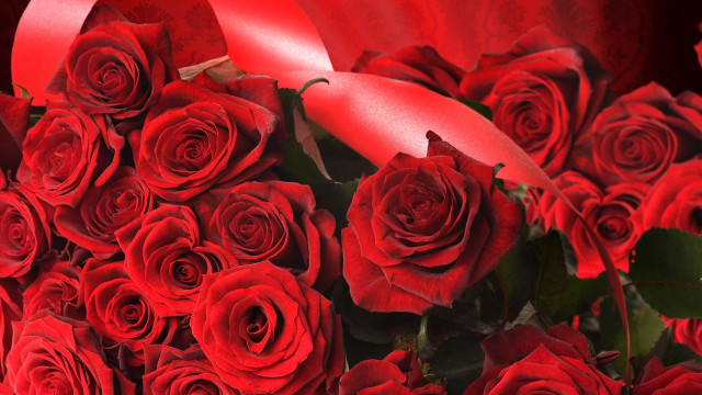 Red roses ribbon heart bouquet free wallpaper - medium preview image