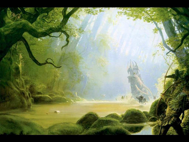 Forest person horse painting distance free wallpaper - medium preview image