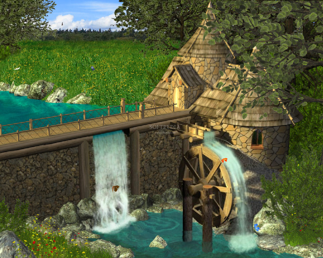 Water mill bridge stream man free wallpaper - medium preview image
