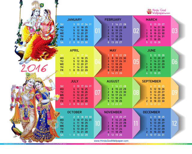 Colorful calendar hindu bapu triadic free wallpaper - medium preview image