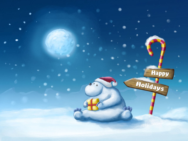 Polar bear snow signpost candy #2 free wallpaper - medium preview image