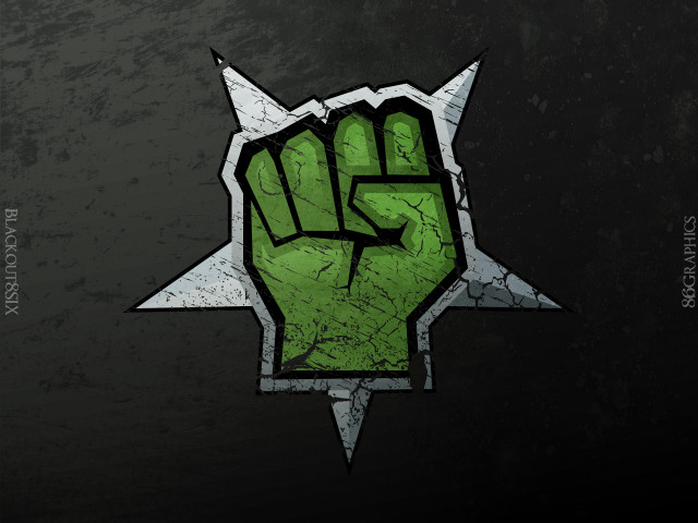 Green fist star black background free wallpaper - medium preview image