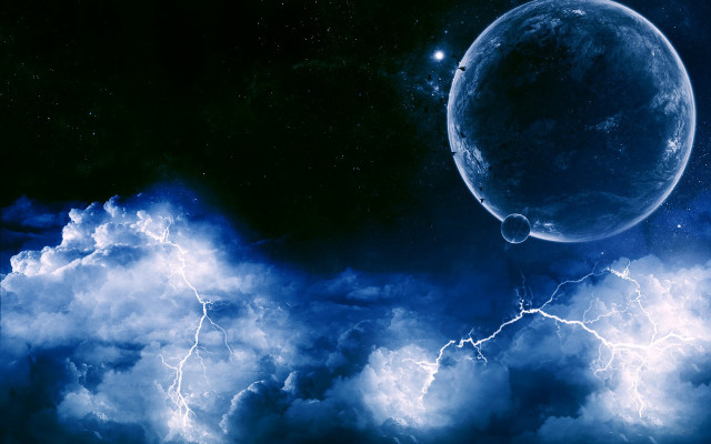 Blue planet cloudy sky lightning free wallpaper - medium preview image