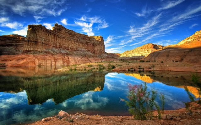 Lake mountains blue sky clouds #7 free wallpaper - medium preview image