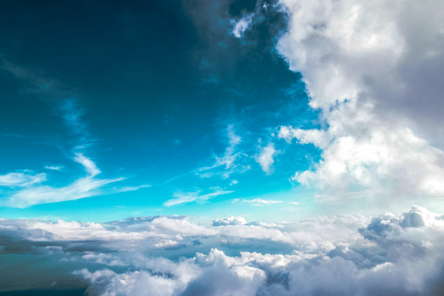 Blue sky clouds plane window free wallpaper - medium preview image