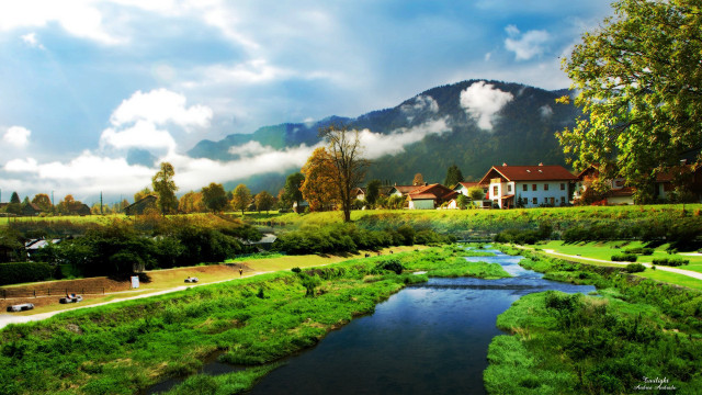 River lush green countryside forest #2 free wallpaper - medium preview image