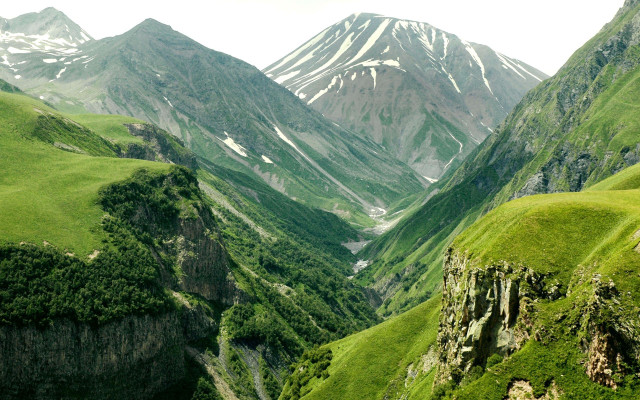 Mountain range valley trees background free wallpaper - medium preview image
