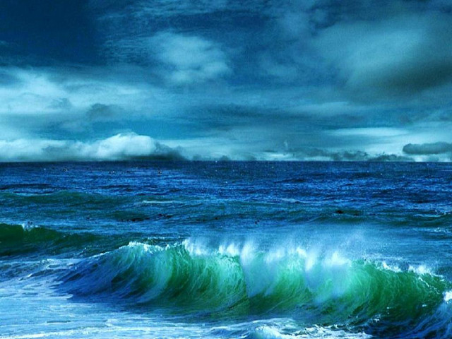 Ocean waves boat cloudy sky free wallpaper - medium preview image