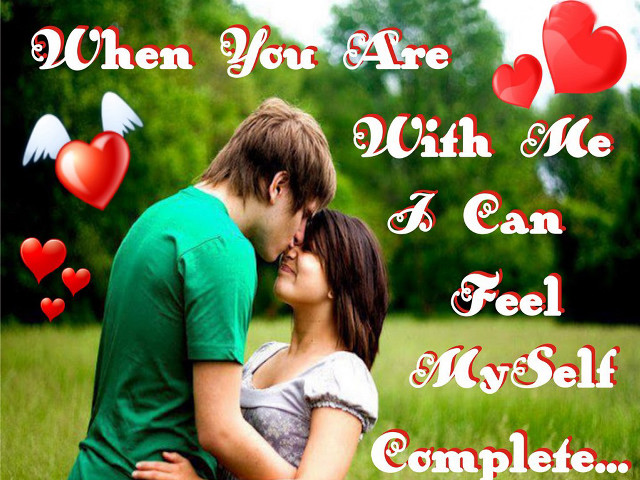 Couple kissing field hearts words free wallpaper - medium preview image
