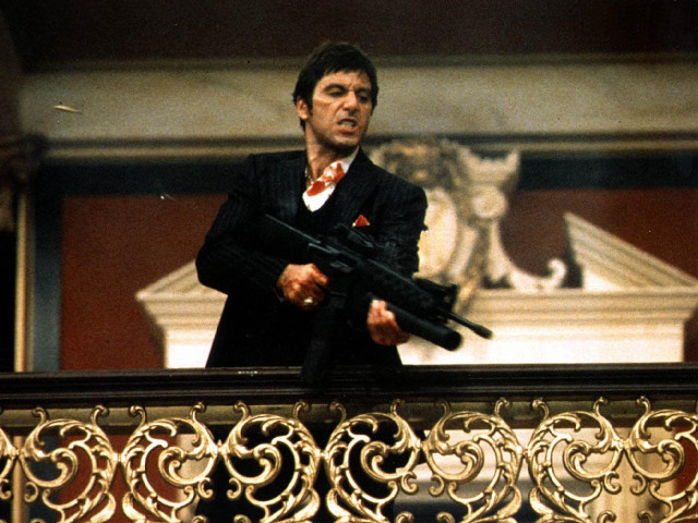 Man holding gun balcony railing free wallpaper - medium preview image