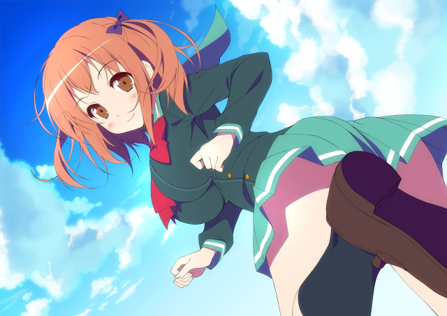 Girl short skirt jacket flying free wallpaper for desktop - medium preview image