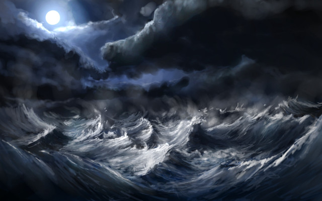 Large wave ocean night full free wallpaper - medium preview image