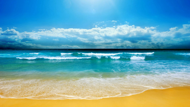 Beach waves sand blue sky #2 free wallpaper - medium preview image