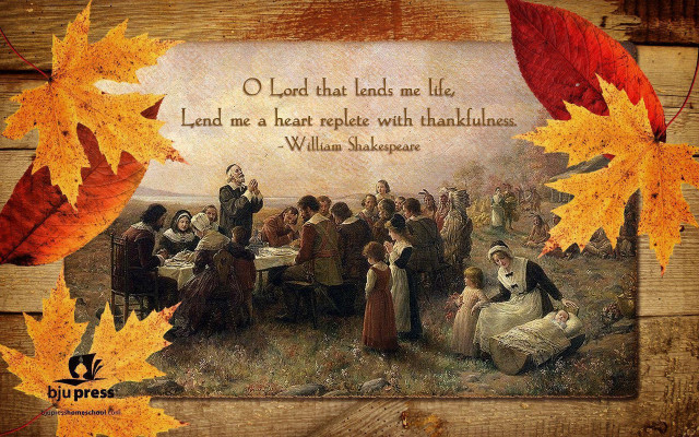 Thanksgiving scene message leaf border free wallpaper - medium preview image