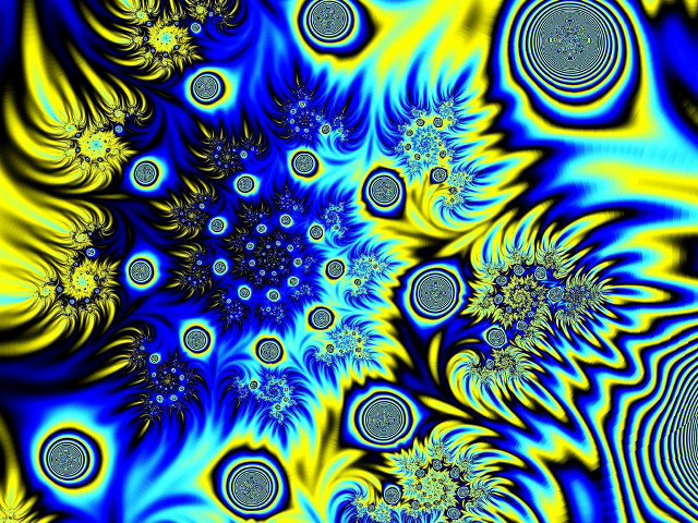 Blue yellow flower fractals glow free wallpaper - medium preview image