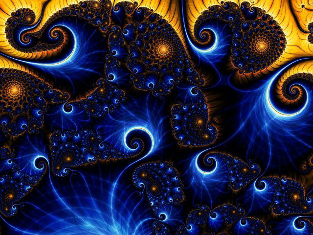 Blue yellow swirls mandelbrot fractals free wallpaper - medium preview image