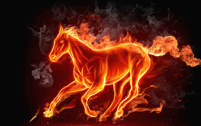 Horse running fire field flames #4 free wallpaper - medium preview image