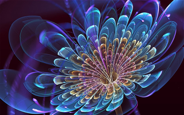 Blue flower purple center fractals free wallpaper - medium preview image