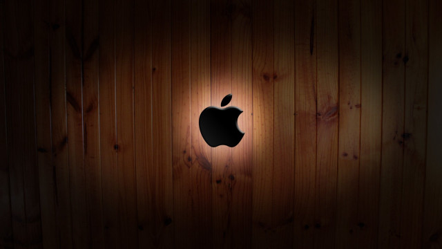 Wooden wall apple logo light #2 free wallpaper - medium preview image