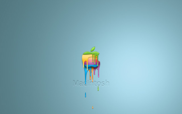 Colorful apple dripping paint blue free wallpaper - medium preview image