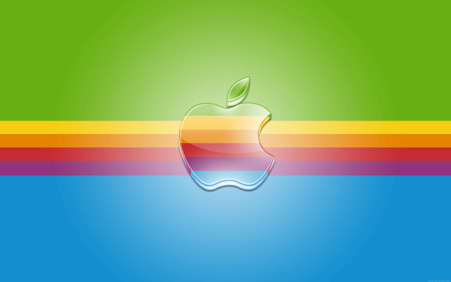 Colorful apple logo on green free wallpaper - medium preview image