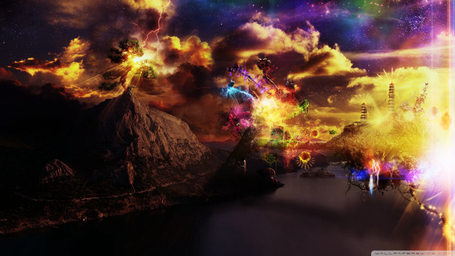 Colorful mountain clouds fireworks rainbow free wallpaper - medium preview image