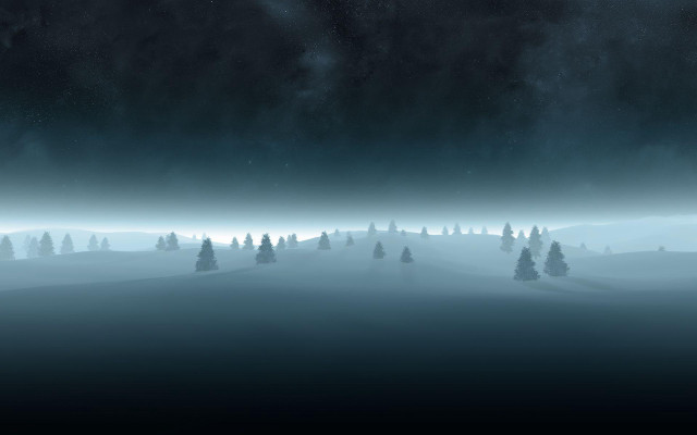 Foggy night trees stars dark free wallpaper - medium preview image