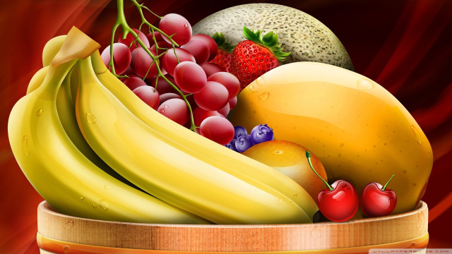 Wooden basket fruit table red free wallpaper - medium preview image