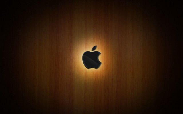 Wooden apple logo dark background free wallpaper - medium preview image