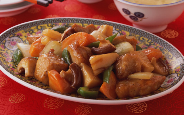 Plate meat vegetables soup spoon free wallpaper - medium preview image