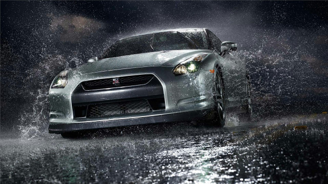 Car driving puddle rain hood free wallpaper - medium preview image
