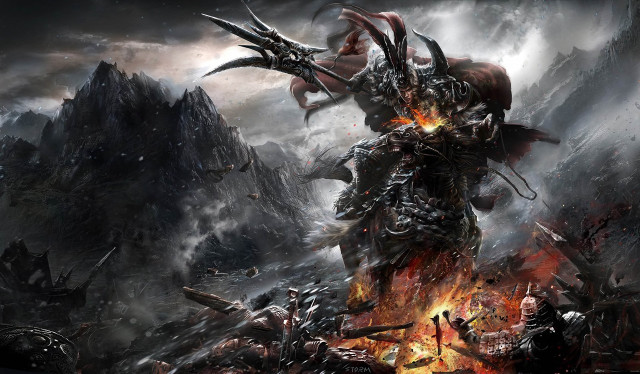 Demonic demon fire mountain flames #2 free wallpaper - medium preview image