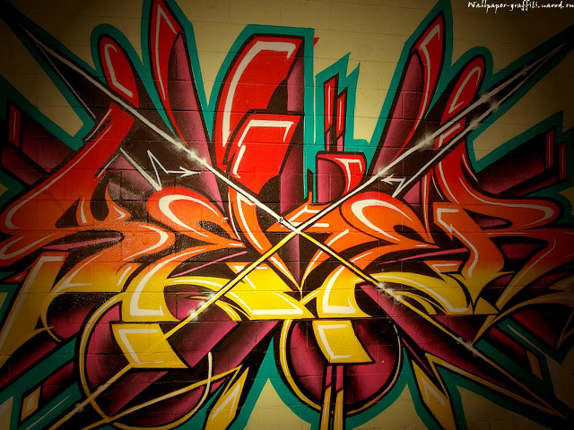 Graffiti wall clock side image free wallpaper - medium preview image